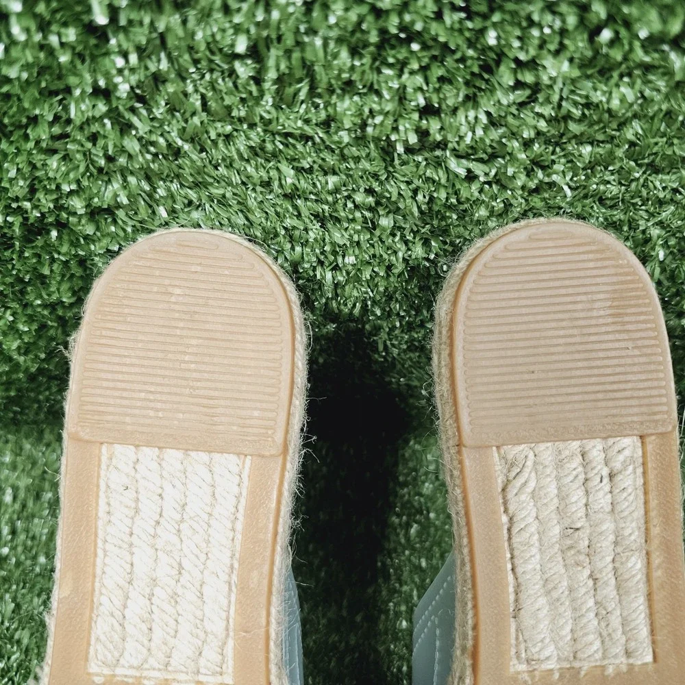 J.Crew Valencia White Perforated Leather Slip On Espadrille Slides Womens‎ 9